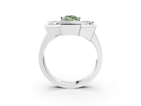 White gold Three Stone Fancy Green Marquise Cut Cut Channel Set Diamond Ring_27