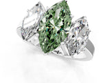 White gold Three-Stone Fancy Green Marquise Cut Cut Diamond Engagement Ring with Flat Band and Four-Prong Setting_13