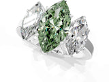 White gold Three-Stone Fancy Green Marquise Cut Cut Diamond Engagement Ring with Flat Band and Four-Prong Setting_13