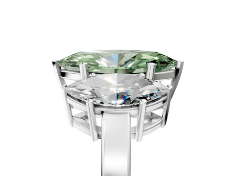 White gold Three-Stone Fancy Green Marquise Cut Cut Diamond Engagement Ring with Flat Band and Four-Prong Setting_5
