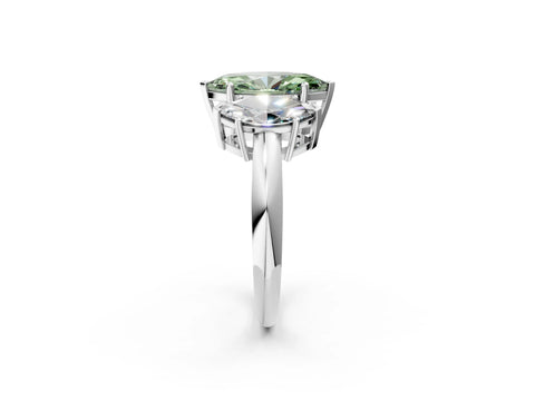 White gold Three-Stone Fancy Green Marquise Cut Cut Diamond Engagement Ring with Prong Setting on a White Gold Band_14