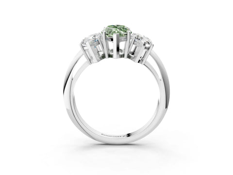 White gold Three-Stone Fancy Green Marquise Cut Cut Diamond Engagement Ring with Prong Setting on a White Gold Band_15