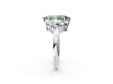 White gold Three-Stone Fancy Green Marquise Cut Cut Diamond Engagement Ring with Prong Setting on a White Gold Band_50