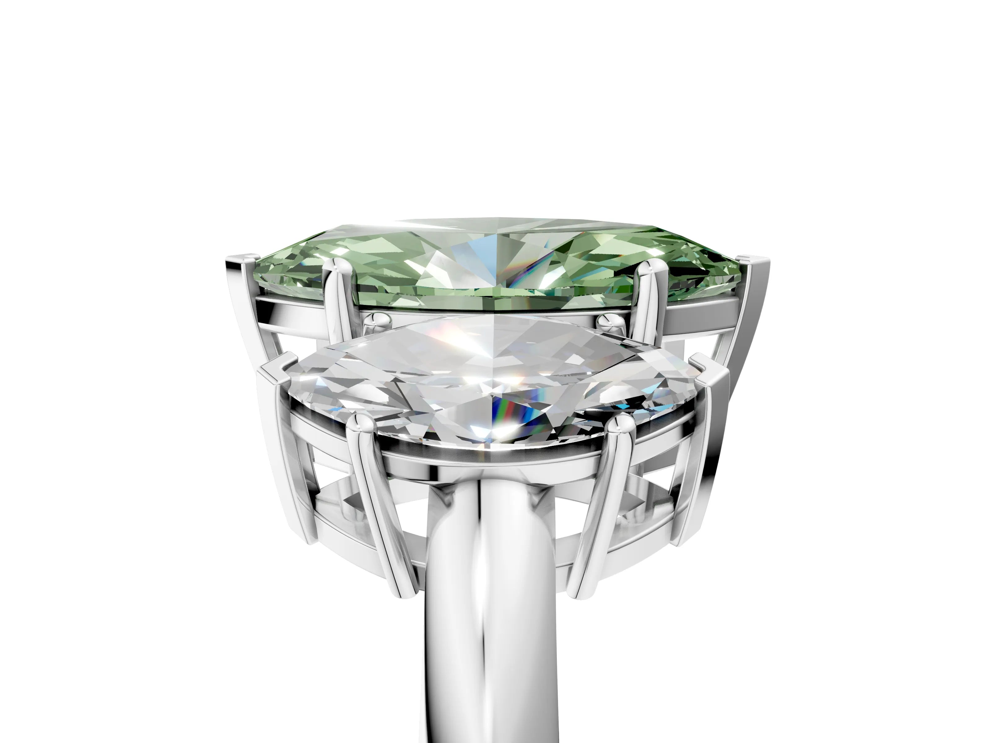 White gold Three-Stone Fancy Green Marquise Cut Cut Diamond Engagement Ring with Prong Setting on a White Gold Band_65