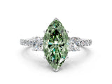 White gold Three-Stone Fancy Green Marquise Cut Cut Diamond Pavé Band with Prong Setting_27