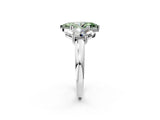 White gold Three-Stone Fancy Green Marquise Cut Cut Diamond Ring with Channel Set Band and Four-Prong Setting_2