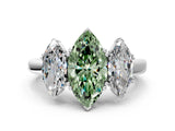 White gold Three-Stone Fancy Green Marquise Cut Cut Diamond Ring with Channel Set Band and Four-Prong Setting_36