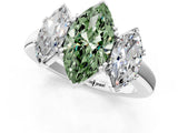 White gold Three-Stone Fancy Green Marquise Cut Cut Diamond Ring with Channel Set Band and Four-Prong Setting_37