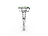 White gold Three-Stone Fancy Green Marquise Cut Cut Diamond Ring with Channel-Set Band and Prong Setting_2