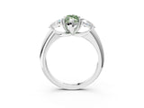 White gold Three-Stone Fancy Green Marquise Cut Cut Diamond Ring with Trillion Side Stones and Four-Prong Setting_14