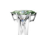 White gold Three-Stone Fancy Green Marquise Cut Cut Diamond Ring with Trillion Side Stones on a Split Shank Band_5