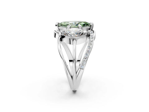 White gold Three-Stone Fancy Green Marquise Cut Cut Diamond Split Shank Prong Set Ring_14