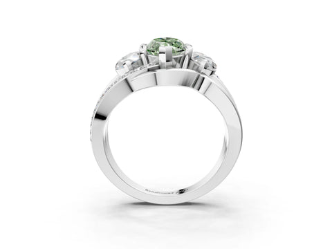 White gold Three-Stone Fancy Green Marquise Cut Cut Diamond Split Shank Prong Set Ring_15