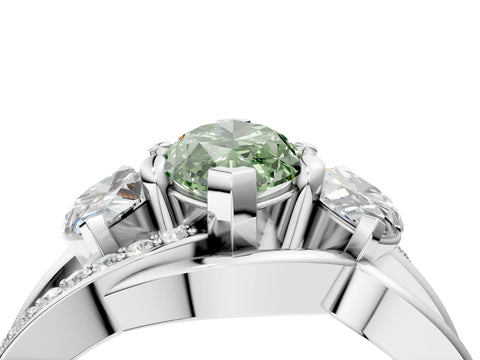 White gold Three-Stone Fancy Green Marquise Cut Cut Diamond Split Shank Prong Set Ring_16