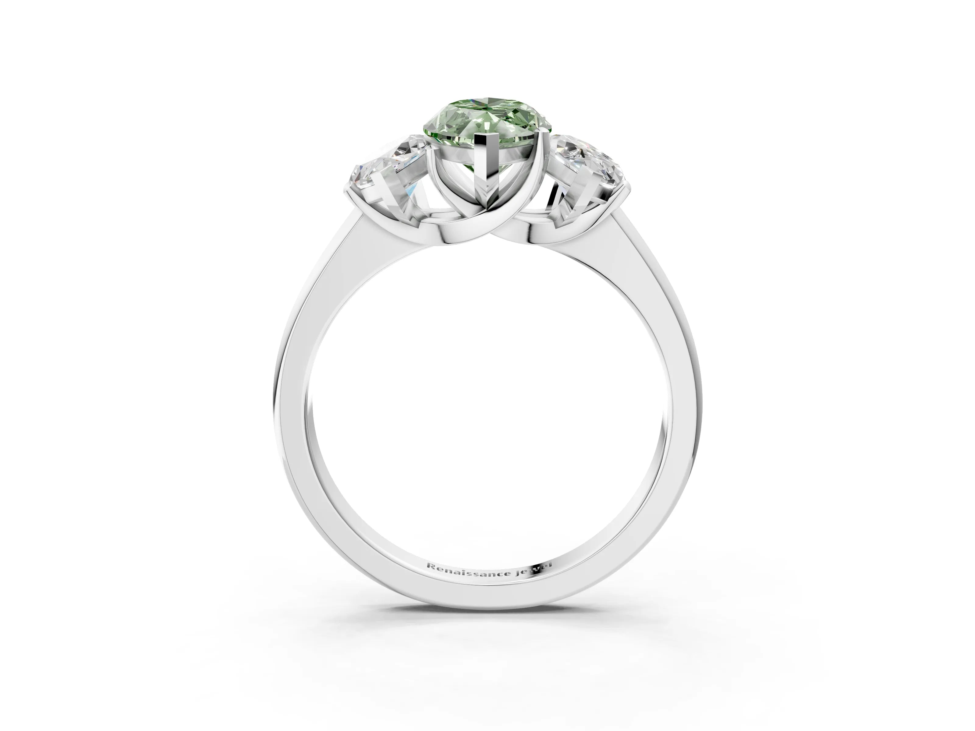 White gold Three-Stone Fancy Green Marquise Cut Cut Solitaire Ring with Classic Prong Setting_15