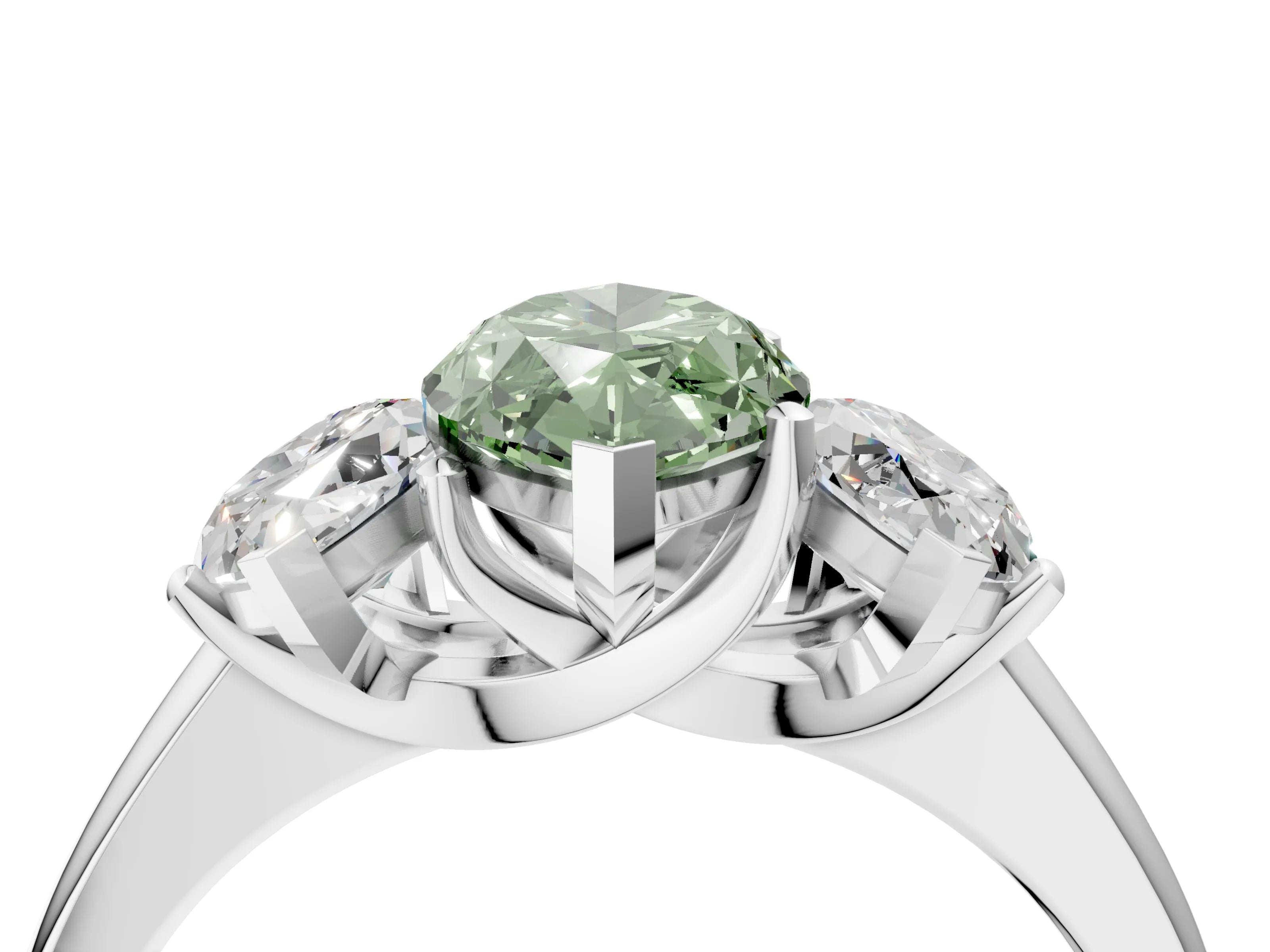 White gold Three-Stone Fancy Green Marquise Cut Cut Solitaire Ring with Classic Prong Setting_16