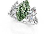 White gold Three-Stone Fancy Green Marquise Cut Diamond Braided Band Ring with Four-Prong Setting_33