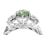 White gold Three-Stone Fancy Green Marquise Cut Diamond Braided Band Ring with Four-Prong Setting_36