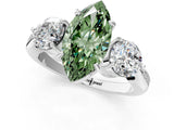 White gold Three-Stone Fancy Green Marquise Cut Diamond Channel Set Engagement Ring with Prong Setting_13