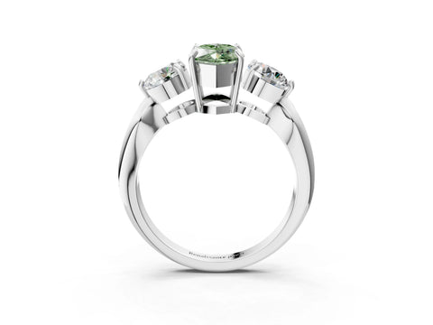 White gold Three-Stone Fancy Green Marquise Cut Diamond Channel Set Engagement Ring with Prong Setting_15