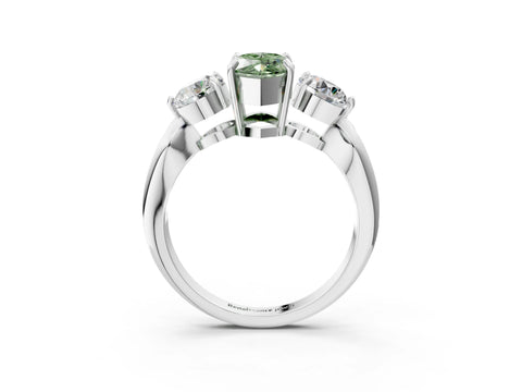 White gold Three-Stone Fancy Green Marquise Cut Diamond Channel Set Engagement Ring with Prong Setting_15