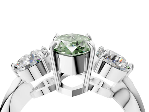 White gold Three-Stone Fancy Green Marquise Cut Diamond Channel Set Engagement Ring with Prong Setting_16