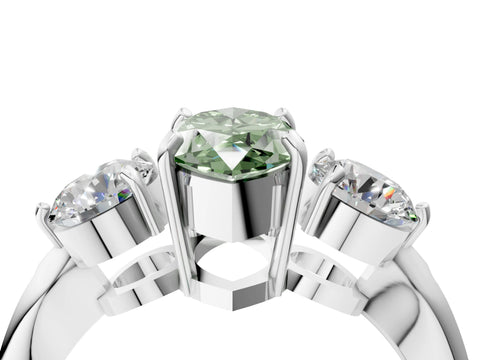 White gold Three-Stone Fancy Green Marquise Cut Diamond Channel Set Engagement Ring with Prong Setting_16