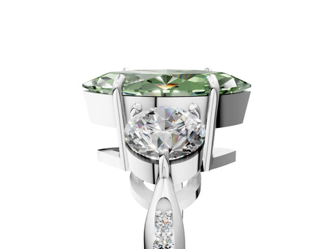 White gold Three-Stone Fancy Green Marquise Cut Diamond Channel Set Engagement Ring with Prong Setting_17