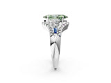 White gold Three-Stone Fancy Green Marquise Cut Diamond Engagement Ring with Pave Band and Prong Setting_14
