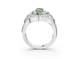White gold Three-Stone Fancy Green Marquise Cut Diamond Engagement Ring with Pave Band and Prong Setting_15