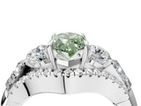 White gold Three-Stone Fancy Green Marquise Cut Diamond Engagement Ring with Pave Band and Prong Setting_16