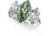 White gold Three-Stone Fancy Green Marquise Cut Diamond Engagement Ring with Prong Setting_16