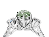 White gold Three-Stone Fancy Green Marquise  Cut Diamond Pavé Band with Four-Prong Setting_32