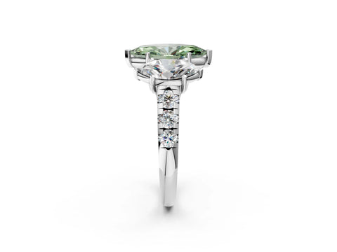 White gold Three-Stone Fancy Green Marquise Cut Diamond Pavé Band with Prong Setting_14