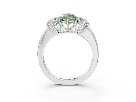 White gold Three-Stone Fancy Green Marquise  Cut Diamond Ring with Channel-Set Band and Four-Prong Setting_35