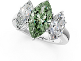 White gold Three-Stone Fancy Green Marquise  Cut Diamond Ring with Channel-Set Band and Four-Prong Setting_50