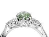 White gold Three-Stone Fancy Green Marquise  Cut Diamond Ring with Pear Side Stones in Four-Prong Setting_112