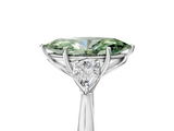 White gold Three-Stone Fancy Green Marquise  Cut Diamond Ring with Pear Side Stones in Four-Prong Setting_113