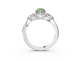 White gold Three-Stone Fancy Green Marquise  Cut Diamond Ring with Pear Side Stones in Four-Prong Setting_113