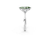 White gold Three-Stone Fancy Green Marquise Cut Diamond Ring with Pear  Side Stones in Four-Prong Setting_14