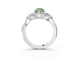 White gold Three-Stone Fancy Green Marquise Cut Diamond Ring with Pear  Side Stones in Four-Prong Setting_15