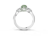 White gold Three-Stone Fancy Green Marquise Cut Diamond Ring with Pear  Side Stones in Four-Prong Setting_63