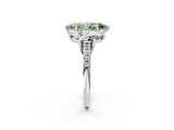 White gold Three-Stone Fancy Green Marquise Cut Diamond Ring with Round  Pavé Band and Prong Setting_129