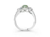 White gold Three-Stone Fancy Green Marquise Cut Diamond Ring with Round  Pavé Band and Prong Setting_130