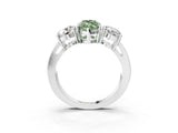 White gold Three-Stone Fancy Green Marquise Cut Diamond Ring with Round Side Stones, Classic Band, and Four-Prong Setting_33