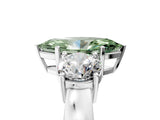White gold Three-Stone Fancy Green Marquise Cut Diamond Ring with Round Side Stones, Classic Band, and Four-Prong Setting_41