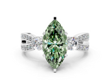 White gold Three-Stone Fancy Green Marquise  Cut Diamond Twist Band with Prong Setting_68