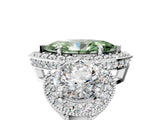 White gold Three-Stone Fancy Green Marquise Cut Halo Diamond Milgrain Band with Four-Prong Setting_5