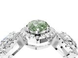 White gold Three-Stone Fancy Green Marquise Cut Halo Diamond Ring with Pave Band and Four-Prong Setting_4