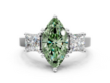 White gold Three-Stone Fancy Green Marquise  Cut Solitaire Ring with Prong Setting_3